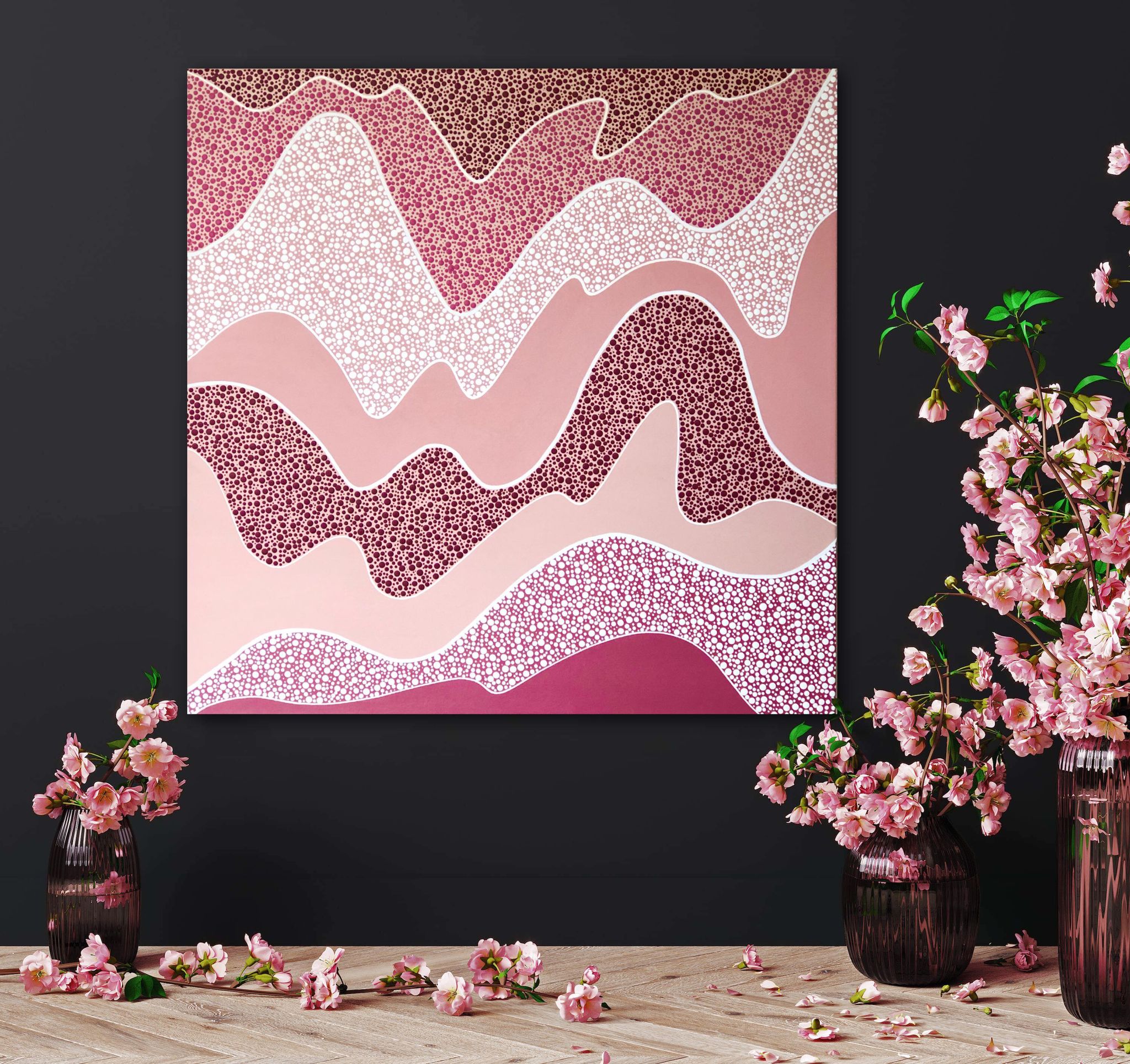 CHERRY BLOSSOM Unique & Original Hand Painted Artworks Nikki Silk