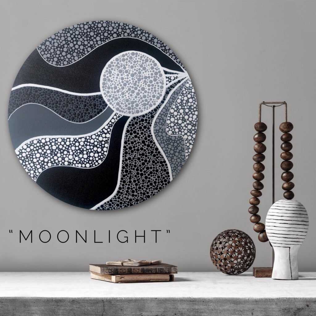 Moonlight Unique Original Hand Painted Artworks Nikki Silk